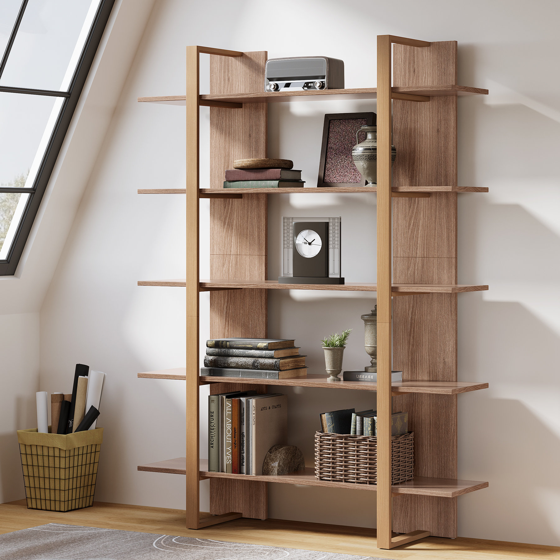 Millwood Pines 5-Tier Bookshelf Etagere Bookcase Bookshelves For